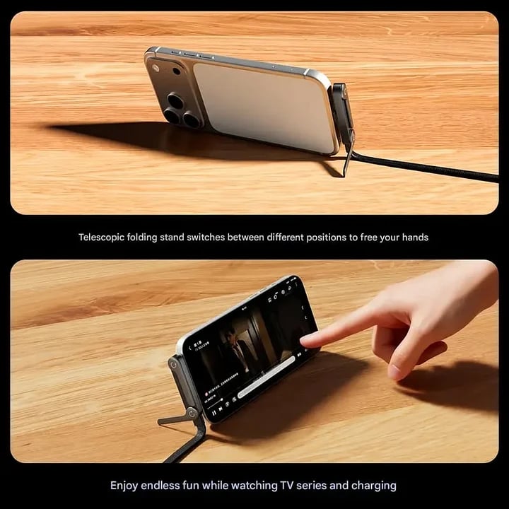 ⚡🔥 2-in-1 Invisible Holder Charger Cable - 240W Fast Charging Cord with Built-In Phone Stand