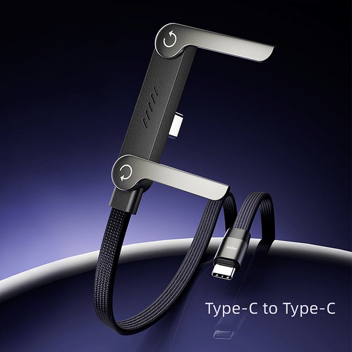 ⚡🔥 2-in-1 Invisible Holder Charger Cable - 240W Fast Charging Cord with Built-In Phone Stand