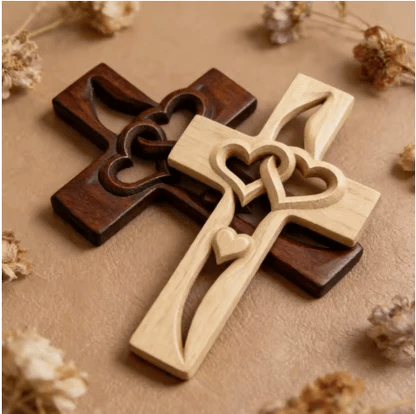 🔥Last Day 50% OFF ✝️Handcrafted Two Heart Cross