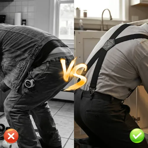 💪Industrial Men Work Suspenders | No Gut Squeezing | Anti-Slip Firm Hold | Prevent Plumber's Crack | Fit All Pants