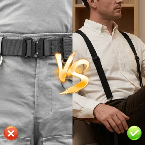 💪Industrial Men Work Suspenders | No Gut Squeezing | Anti-Slip Firm Hold | Prevent Plumber's Crack | Fit All Pants